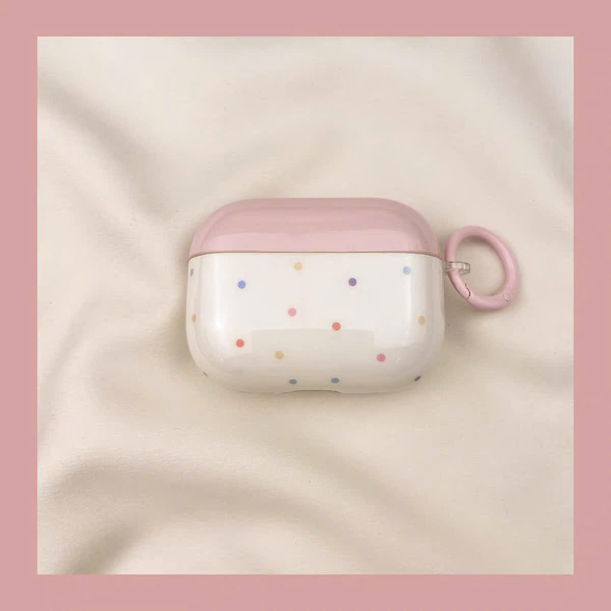 Case Airpods hồng chấm bi nữ tính