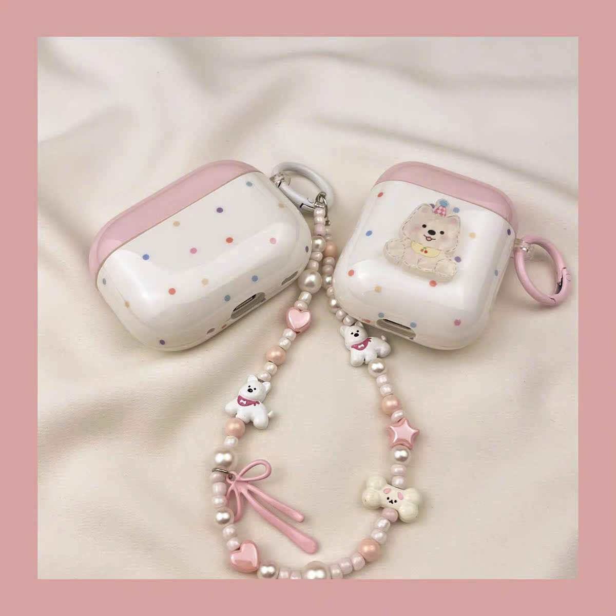 Case Airpods hồng chấm bi nữ tính