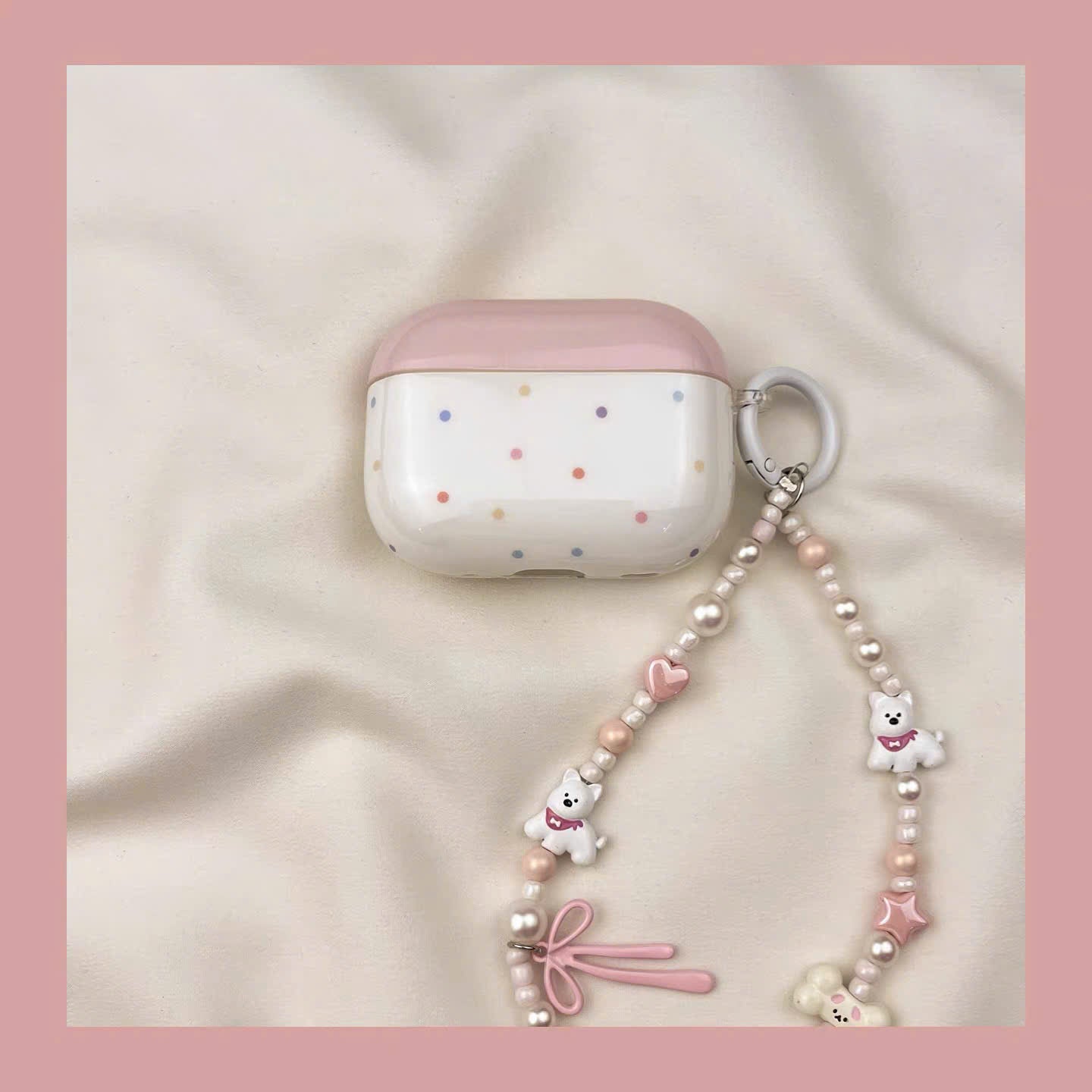 Case Airpods hồng chấm bi nữ tính
