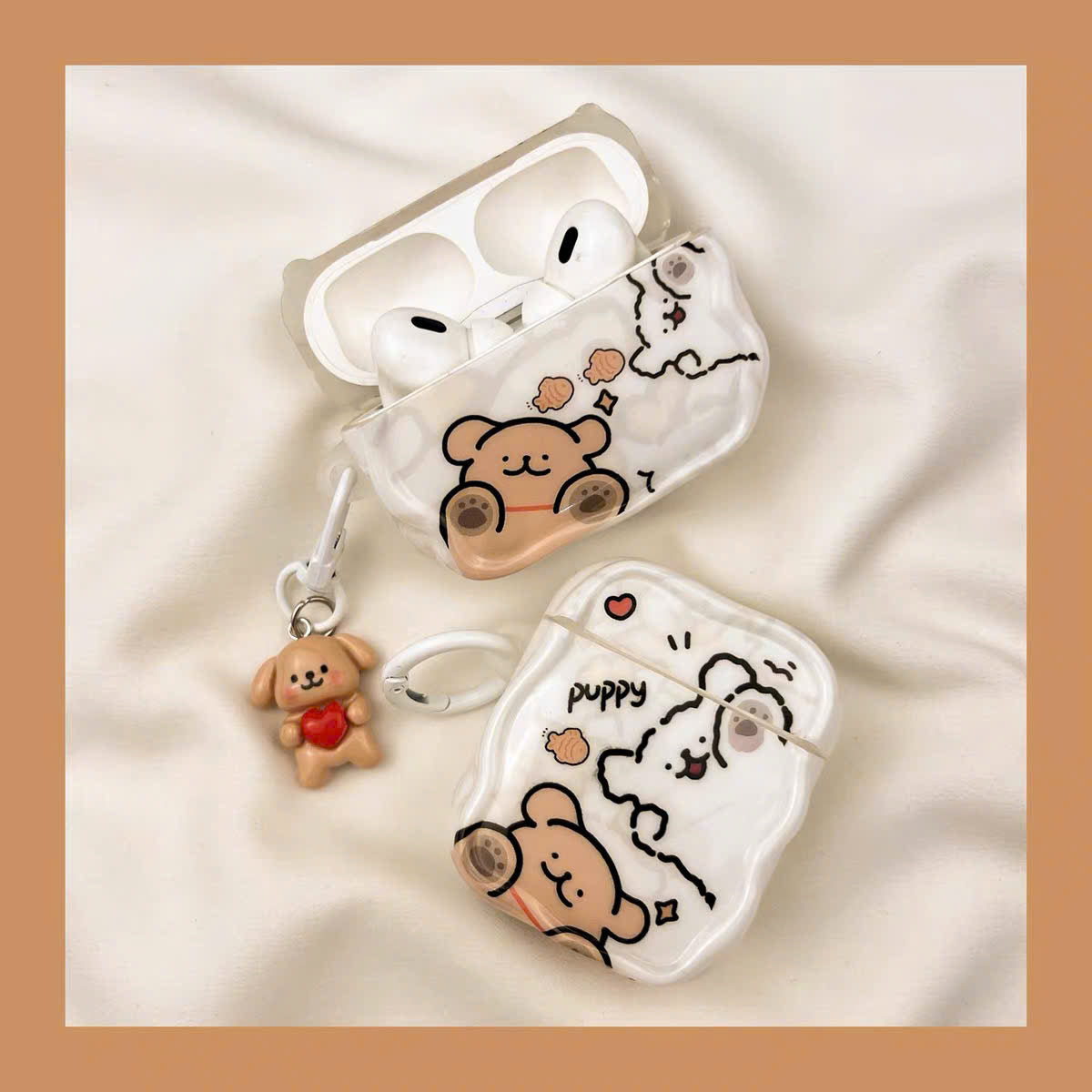Case Airpods trắng cặp cún puppy