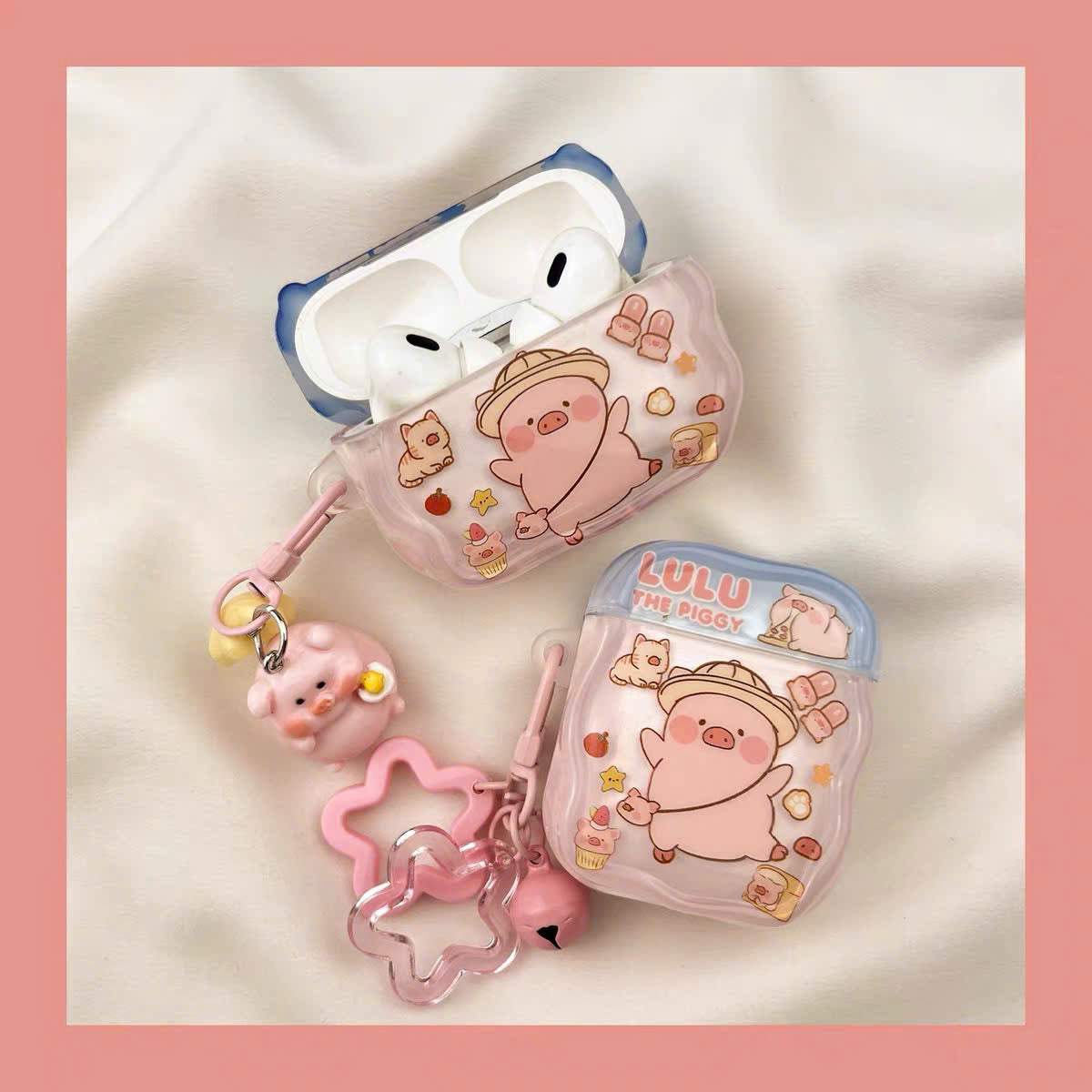 Case Airpods lợn hồng đi học dễ thương