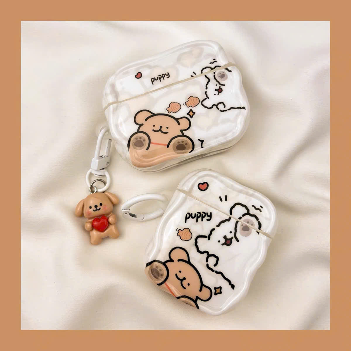 Case Airpods trắng cặp cún puppy