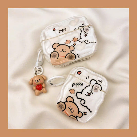Case Airpods trắng cặp cún puppy