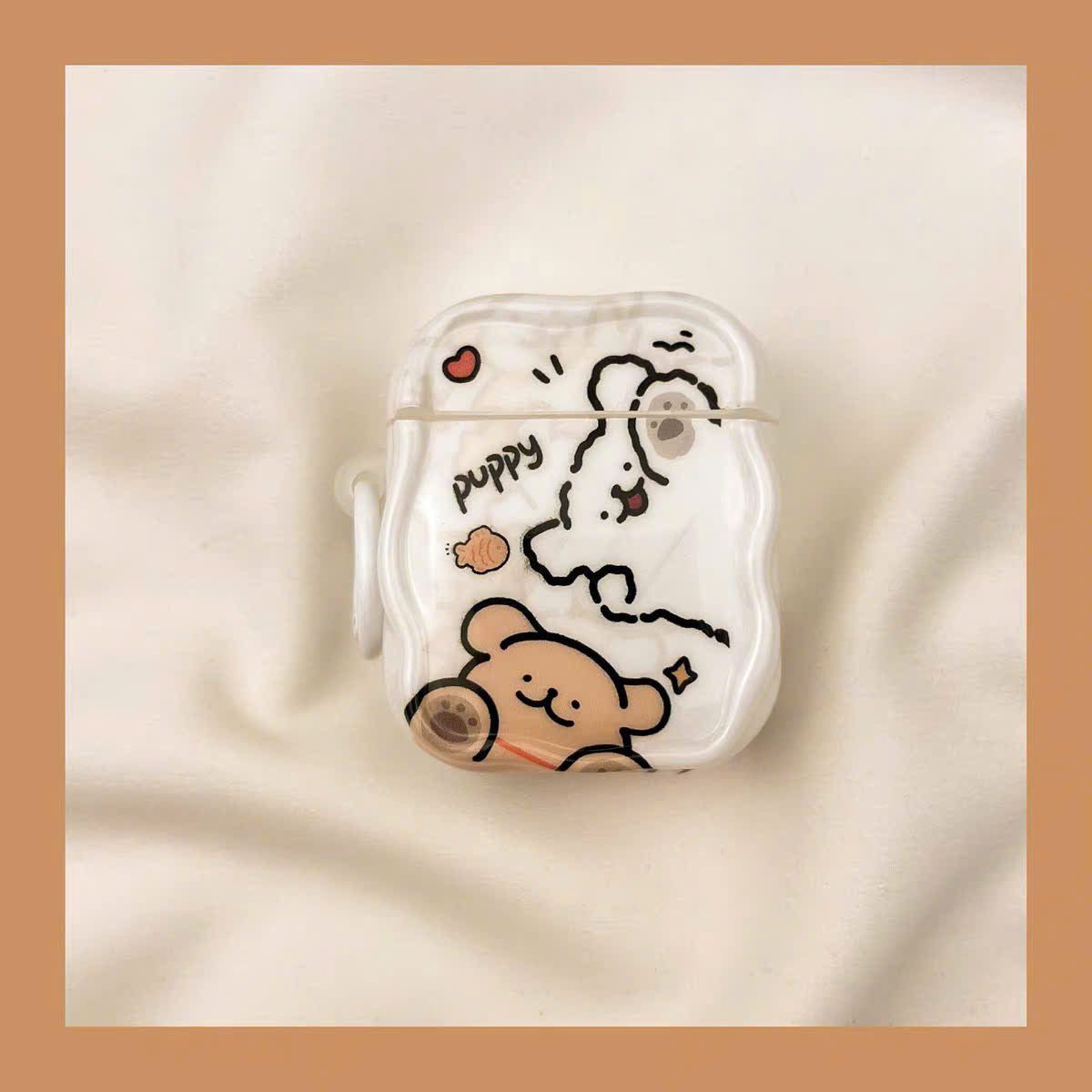 Case Airpods trắng cặp cún puppy