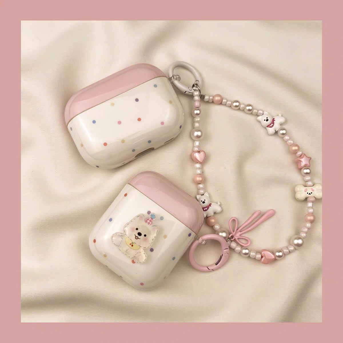 Case Airpods hồng chấm bi nữ tính