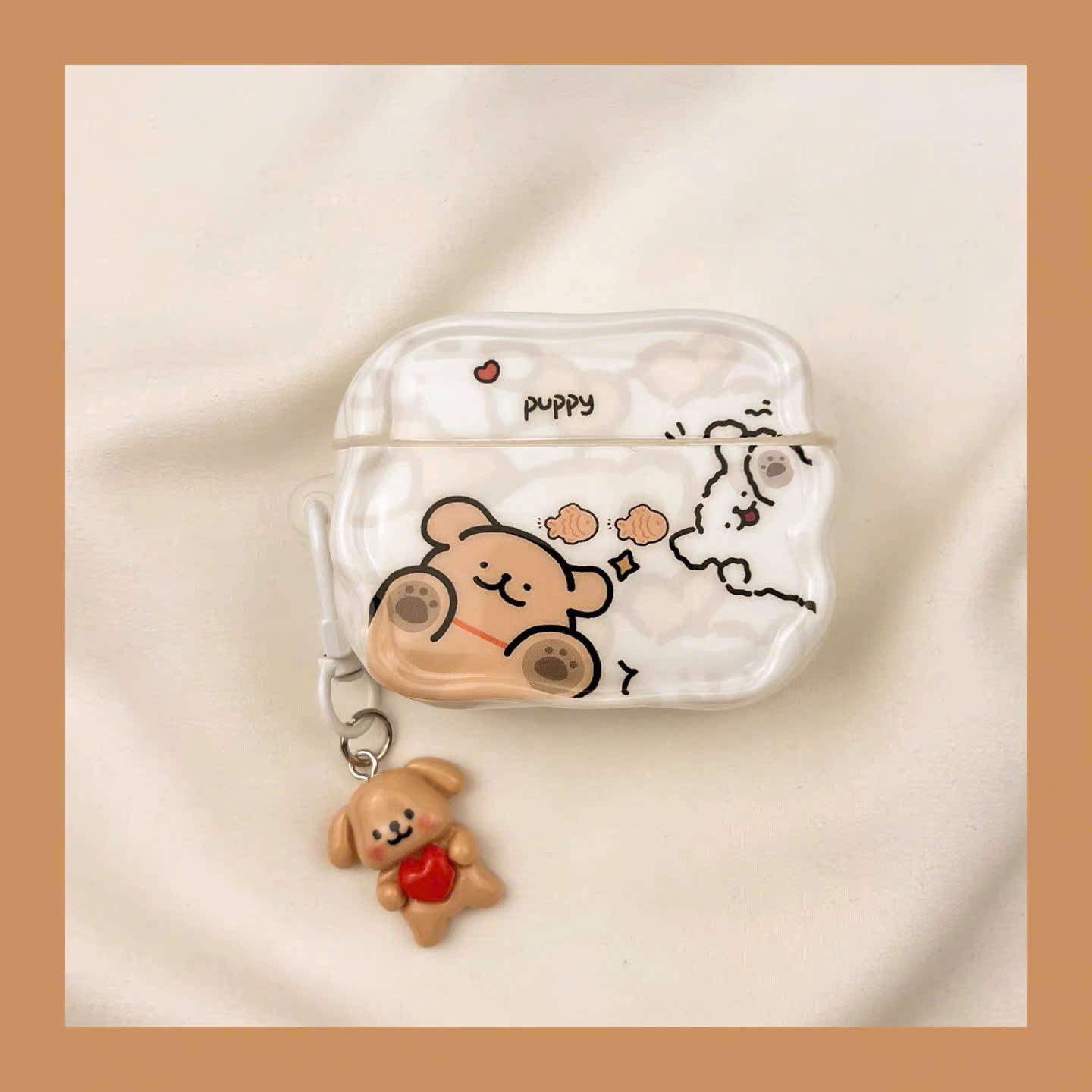 Case Airpods trắng cặp cún puppy