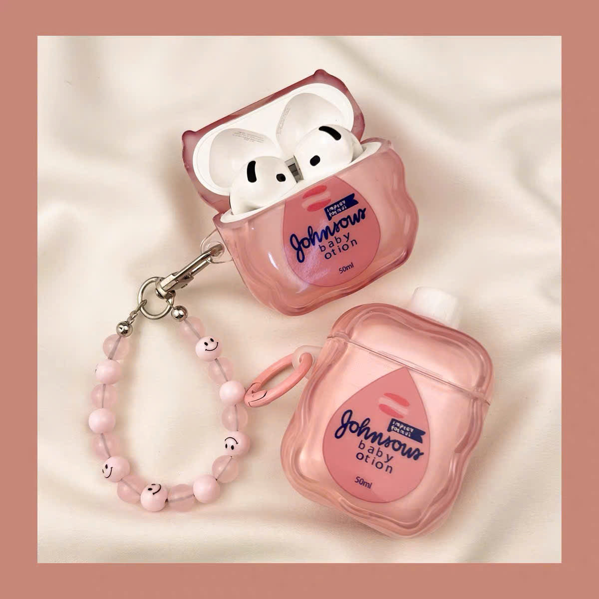 Case Airpods lọ lotion em bé hồng