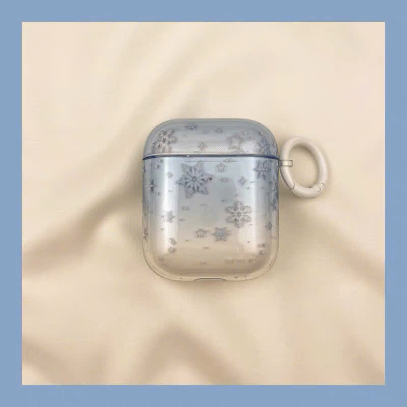 Case Airpods hoa tuyết xanh loang