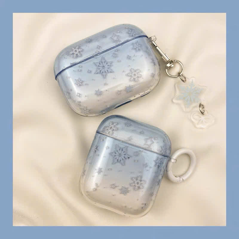 Case Airpods hoa tuyết xanh loang