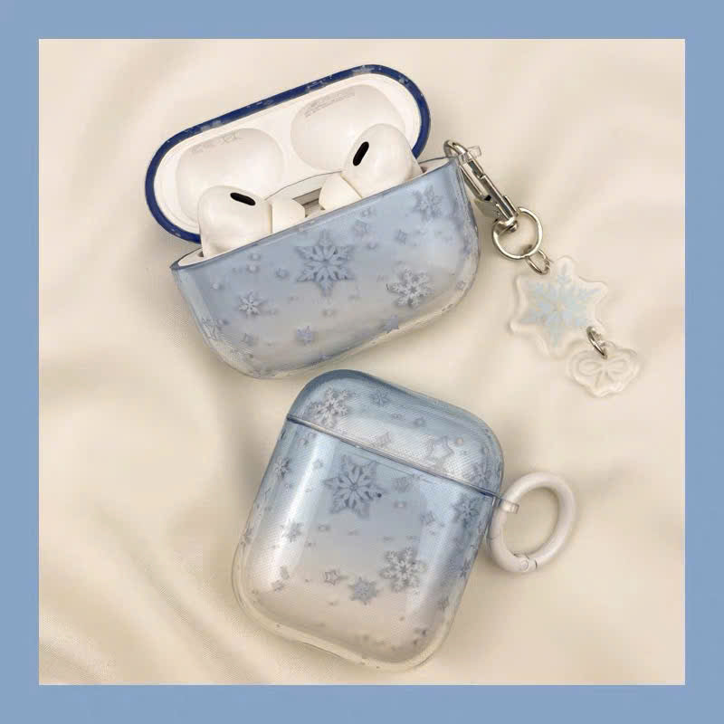 Case Airpods hoa tuyết xanh loang