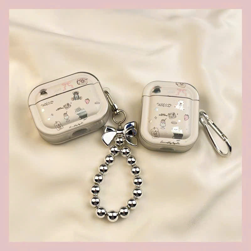 Case Airpods gấu nơ kem xinh xắn