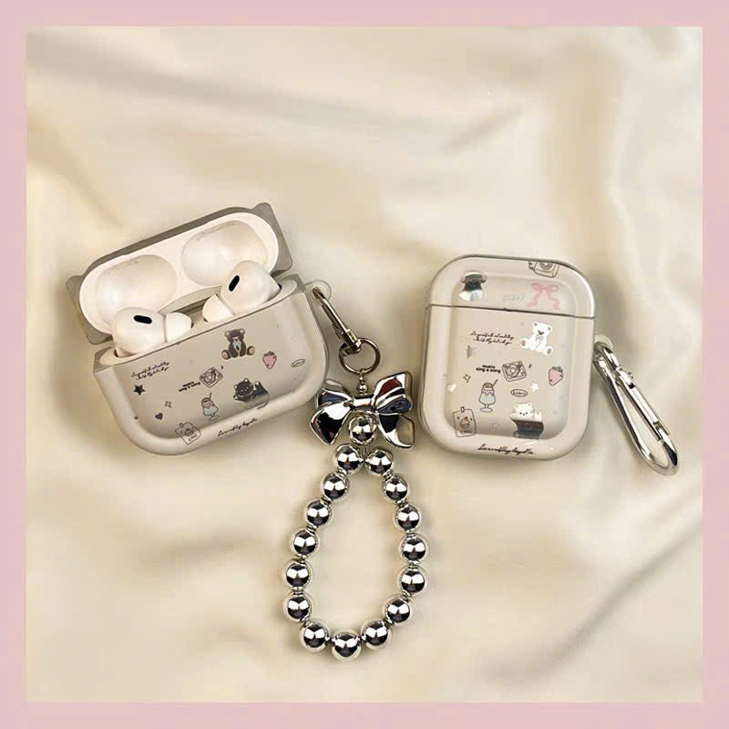 Case Airpods gấu nơ kem xinh xắn
