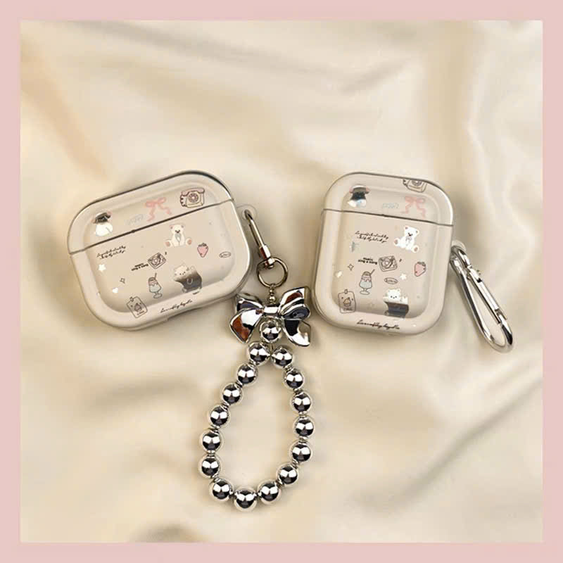 Case Airpods gấu nơ kem xinh xắn