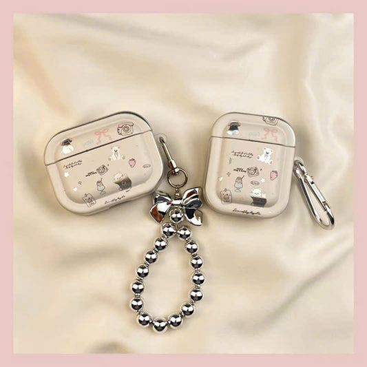 Case Airpods gấu nơ kem xinh xắn