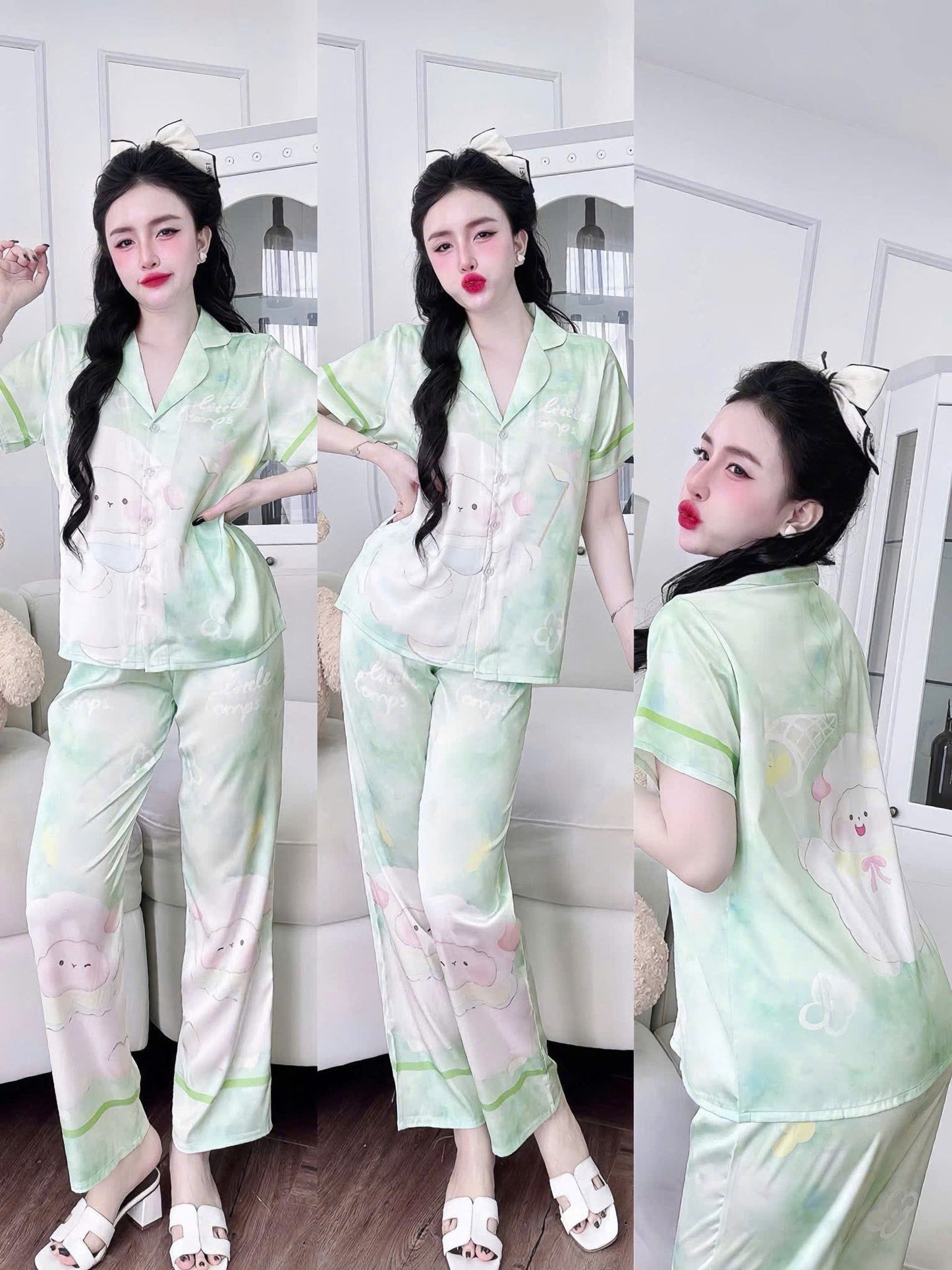 Bộ ngủ tay ngắn quần dài Flamingo