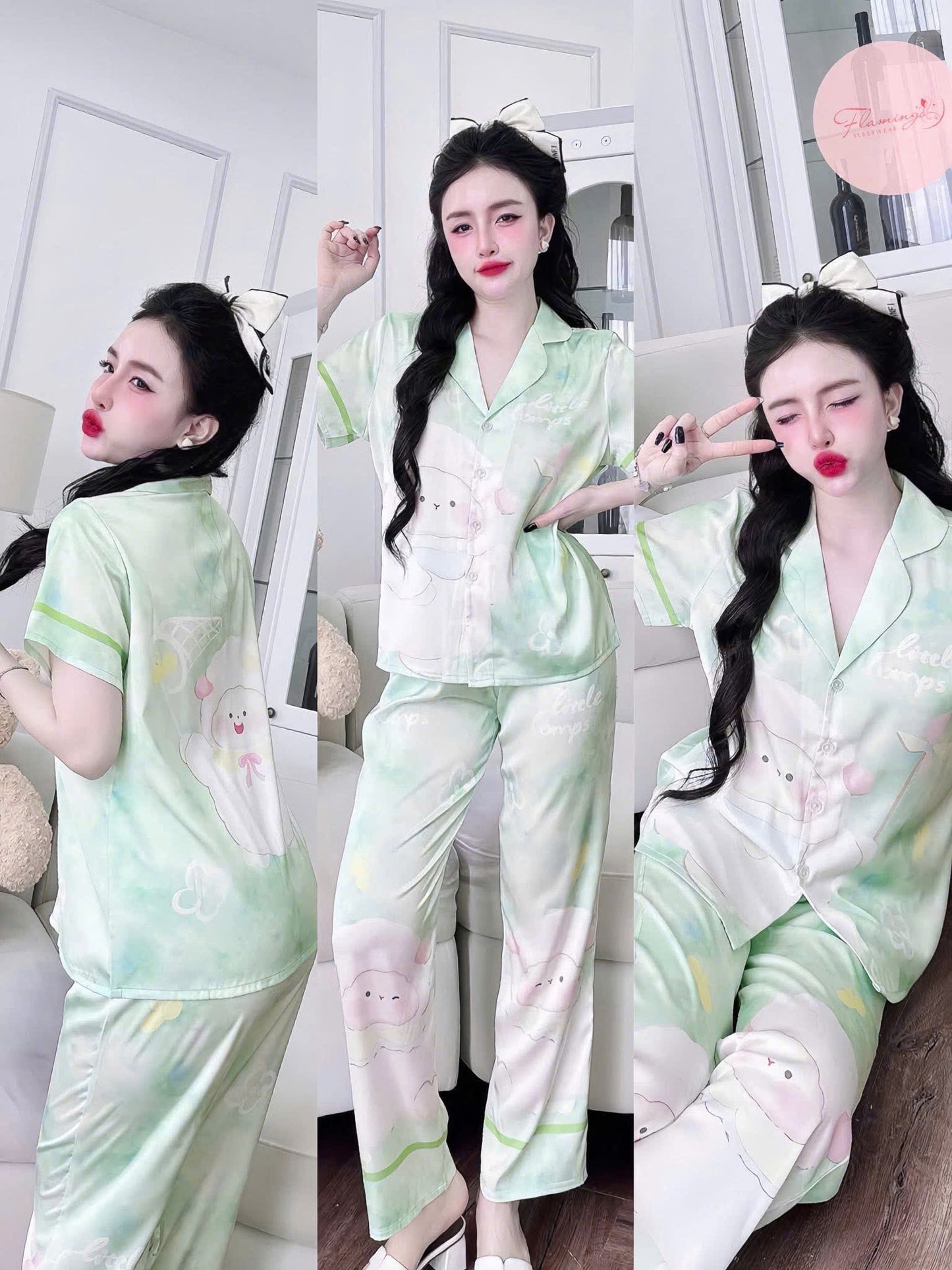 Bộ ngủ tay ngắn quần dài Flamingo