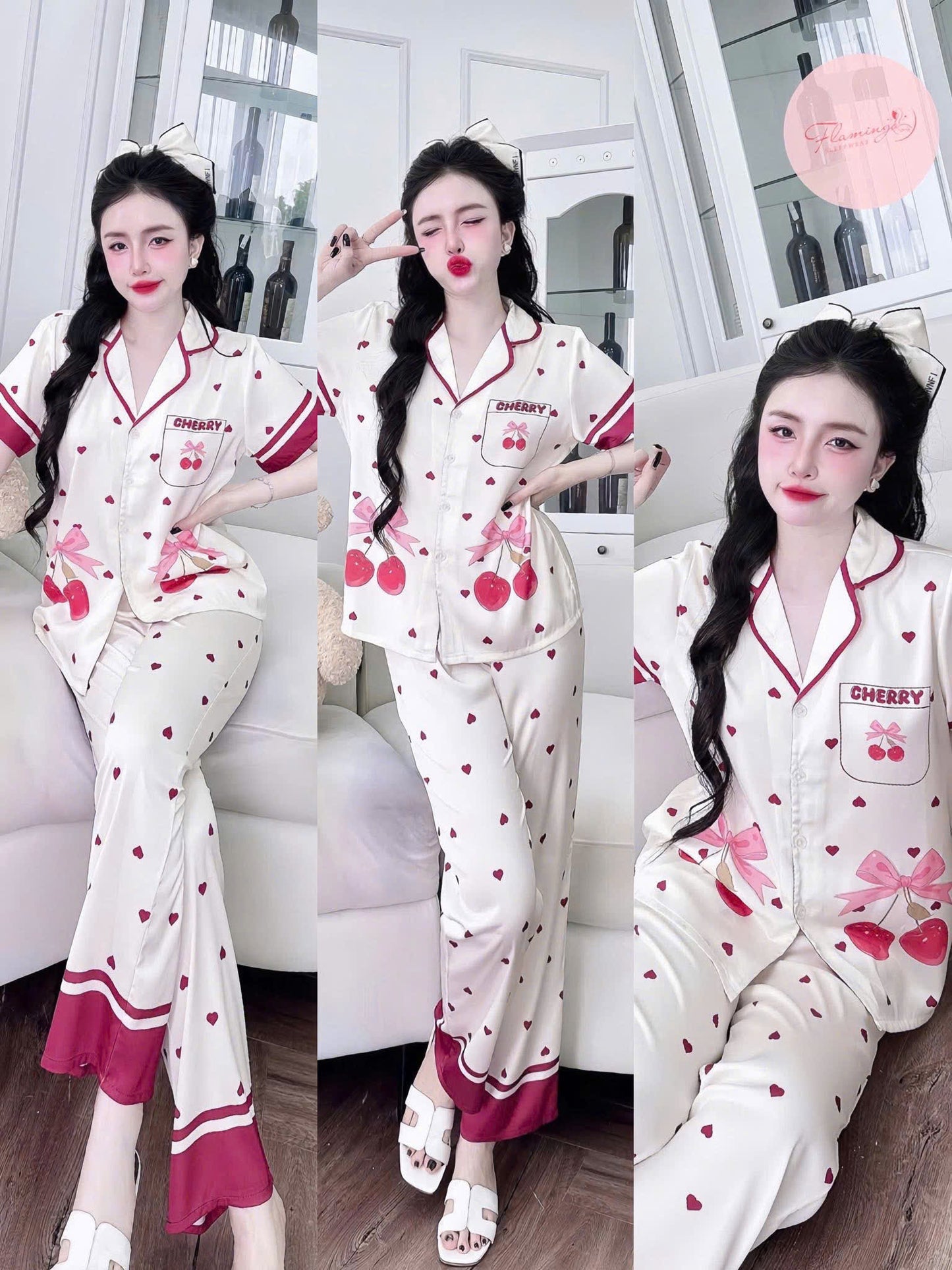 Bộ ngủ tay ngắn quần dài Flamingo