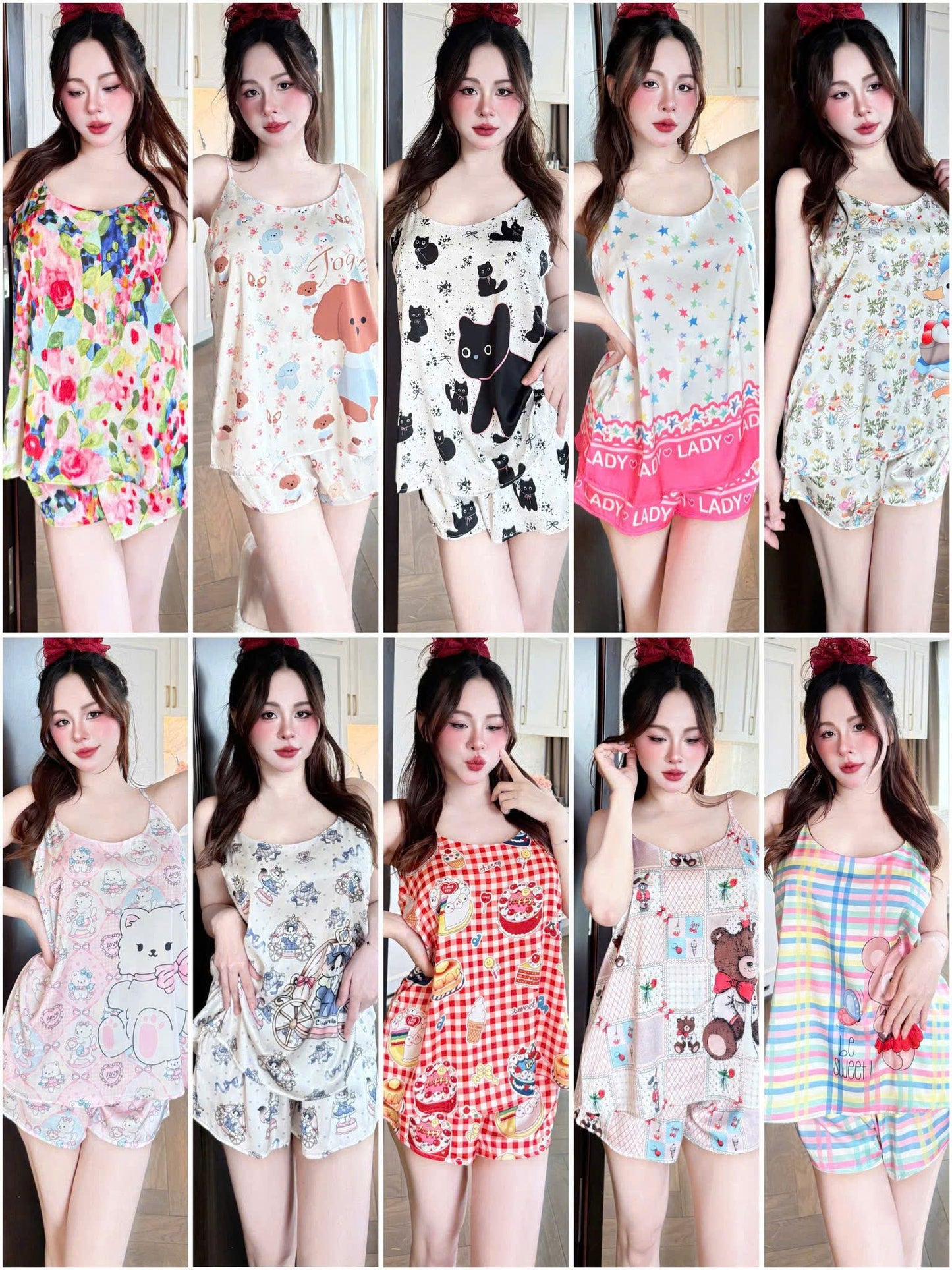 Bộ ngủ 2 dây lụa latin mút lót