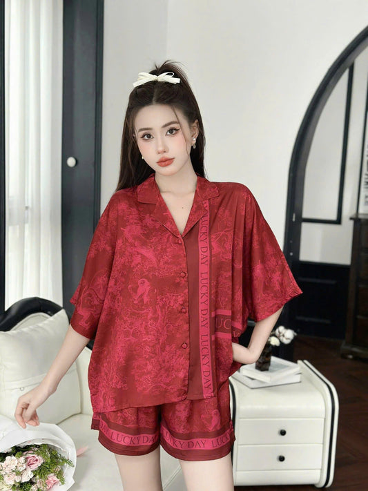 Bộ ngủ đùi cánh dơi lụa latin nút bọc