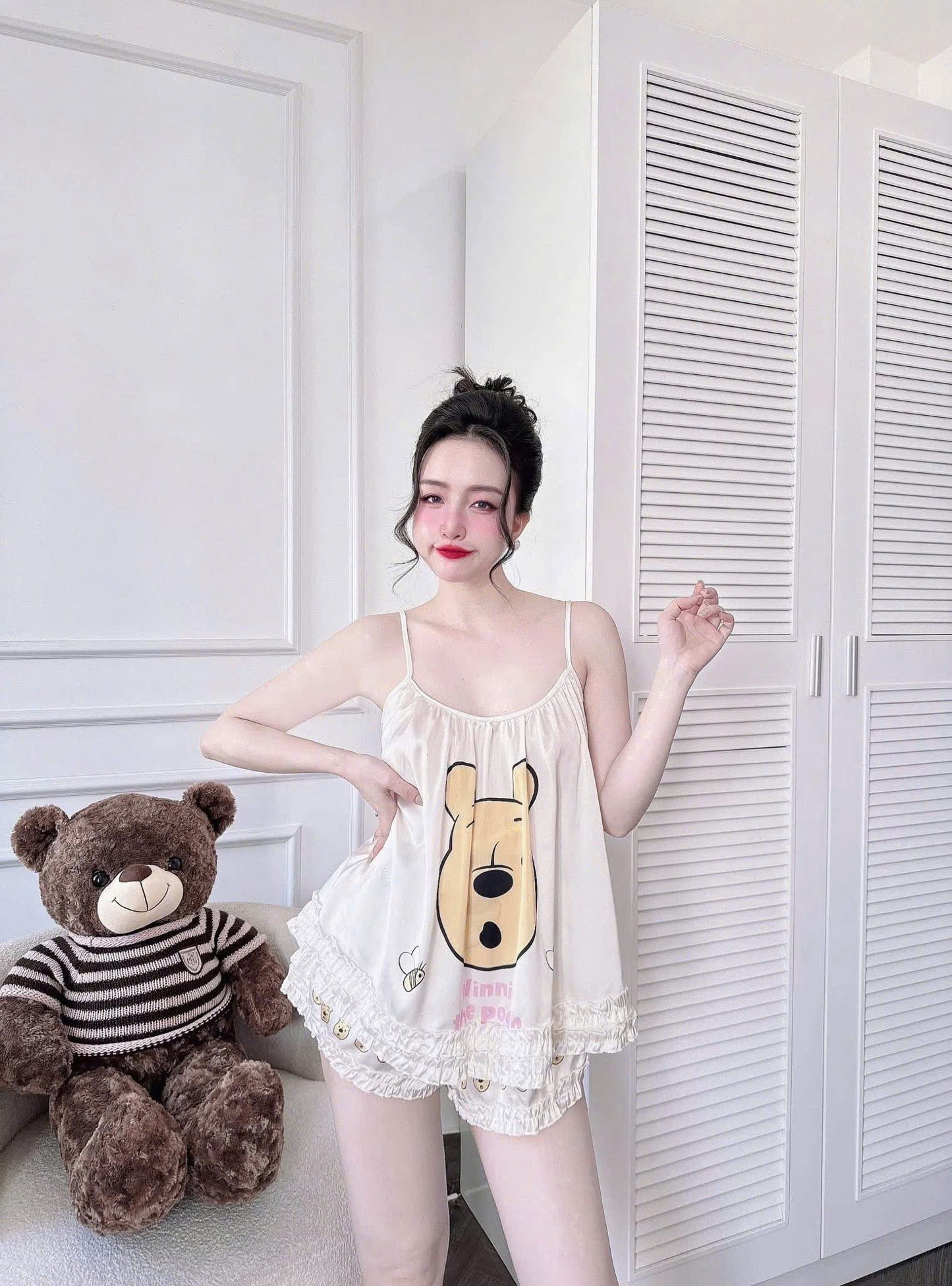 Bộ ngủ 2 dây quần đùi thiết kế dễ thương