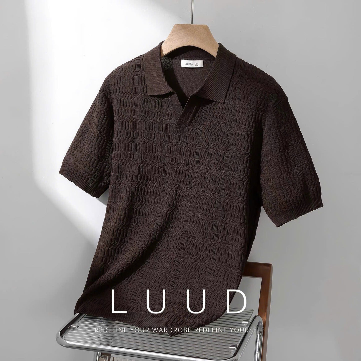 Áo polo len dệt nổi thanh lịch