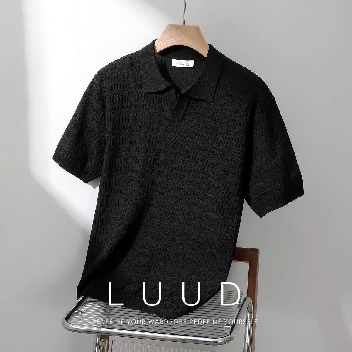 Áo polo len dệt nổi thanh lịch