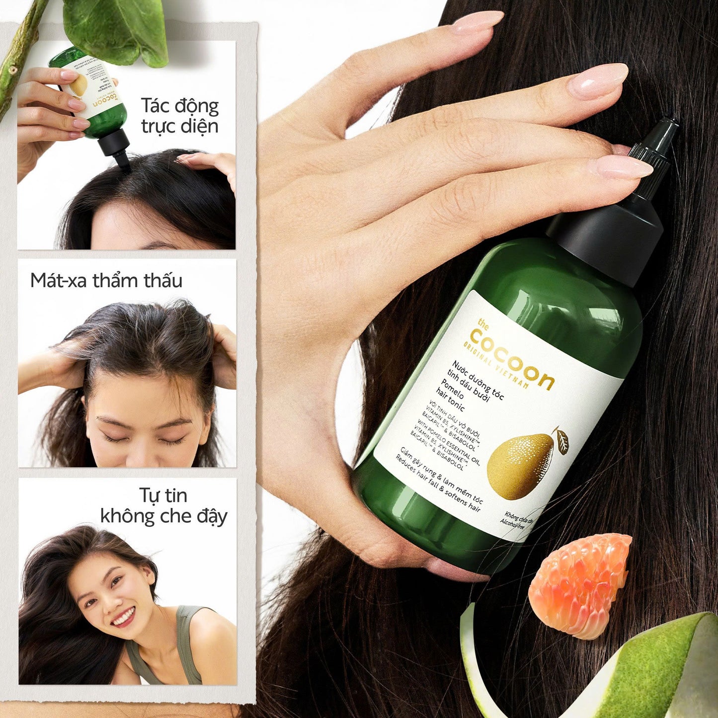 Combo Cocoon 3 món Bộ gội xả bưởi + Gel tắm khuynh diệp bạc hà - Tặng tinh dầu bưởi có sẵn