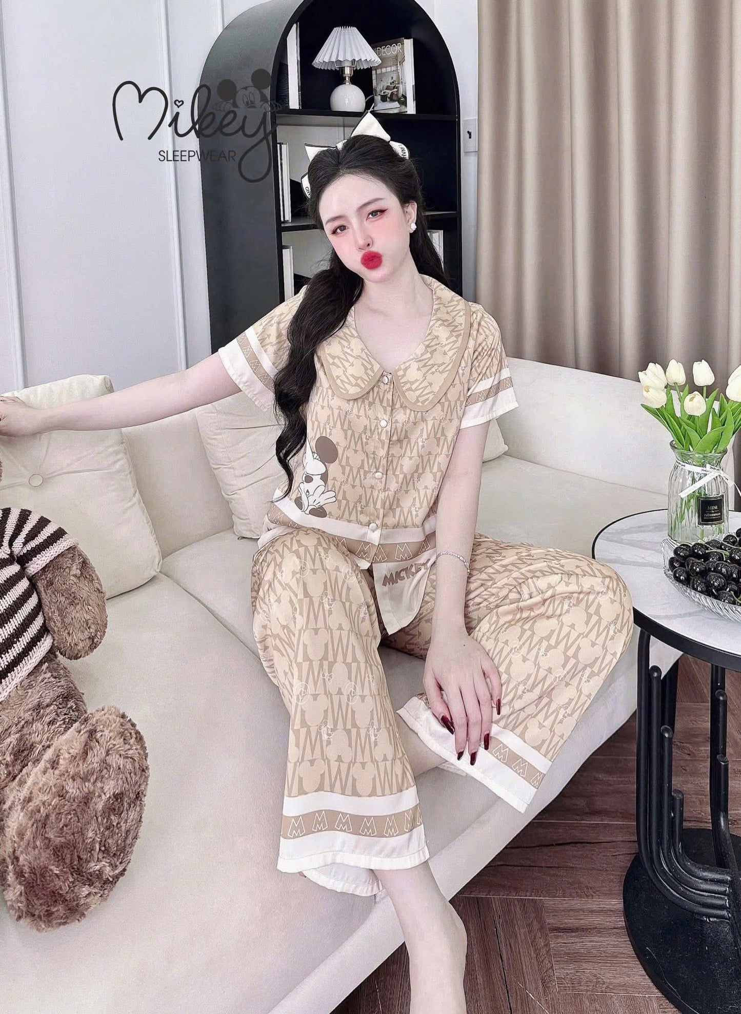 Bộ ngủ tay ngắn quần dài dễ thương
