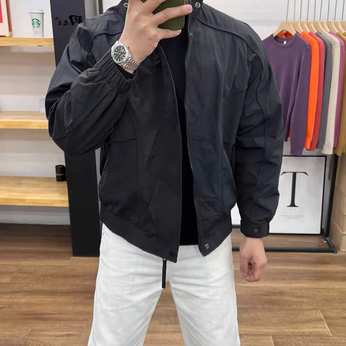 Áo khoác bomber cổ đứng nam tính