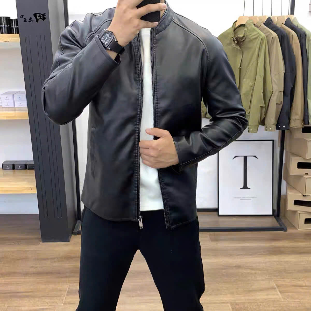 Áo khoác da trơn lịch lãm