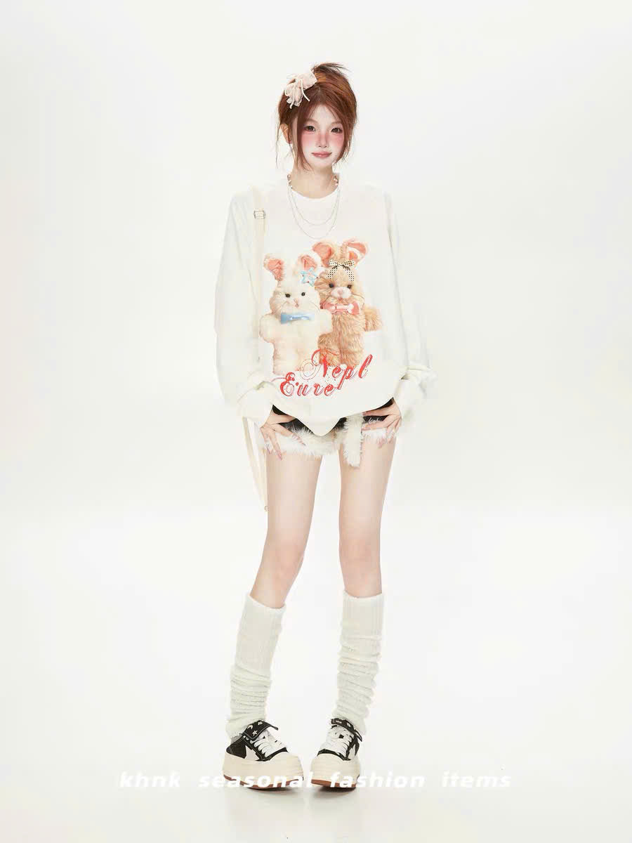 Áo sweater thỏ bông đáng yêu