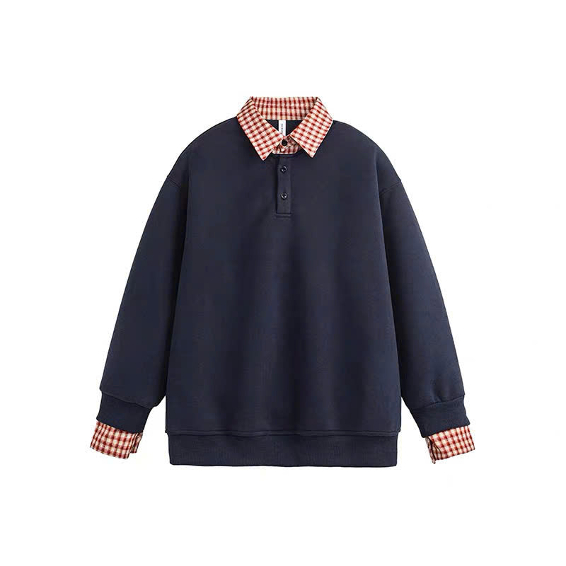 Áo sweater cổ sơ mi caro
