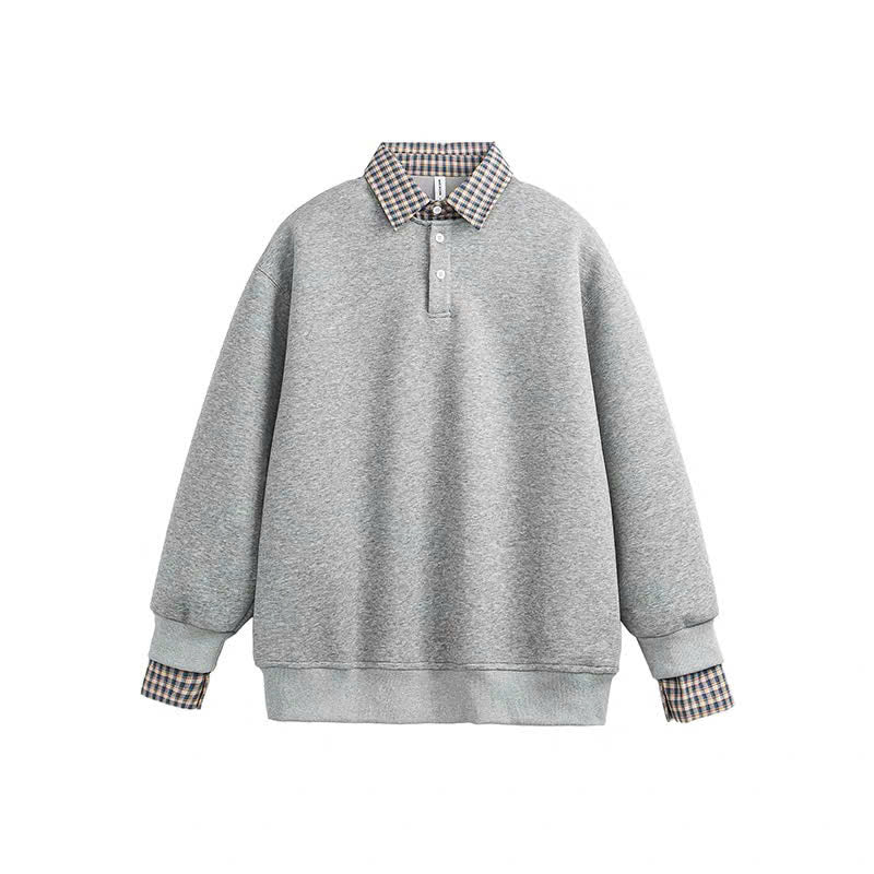 Áo sweater cổ sơ mi caro