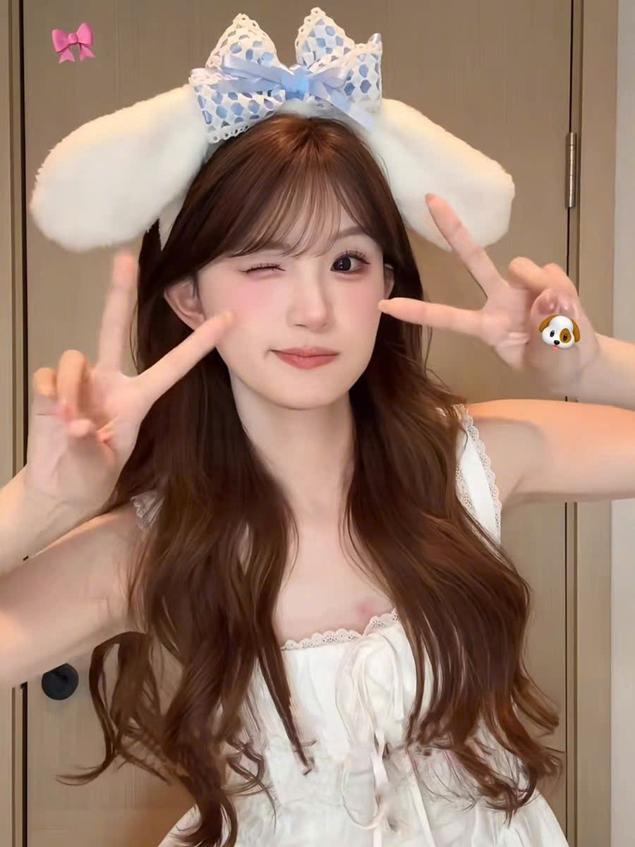 Bờm tóc cinnamoroll cài tóc thỏ trắng