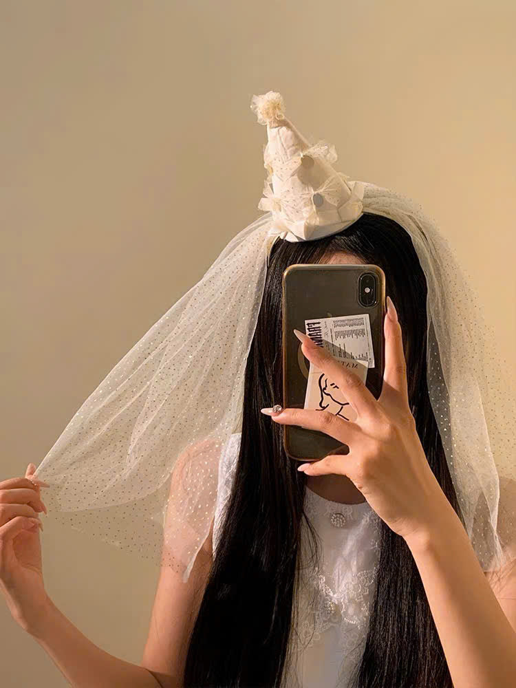 Bờm tóc mũ cô tiên voan cài tóc sinh nhật