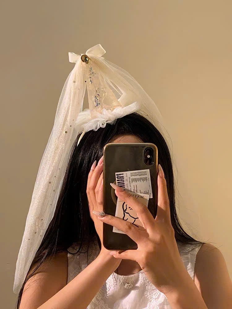 Bờm tóc mũ cô tiên voan cài tóc sinh nhật
