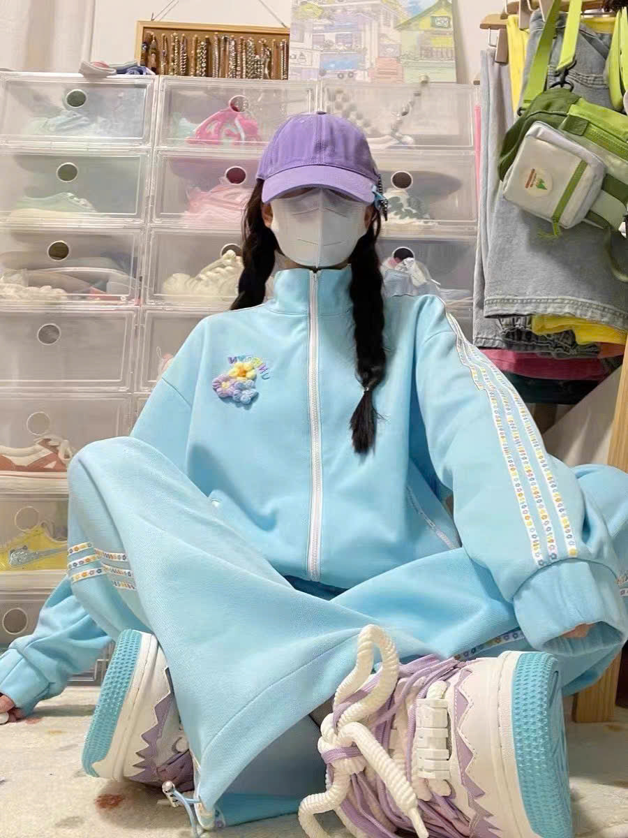 Bộ nỉ áo cổ đứng đính hoa