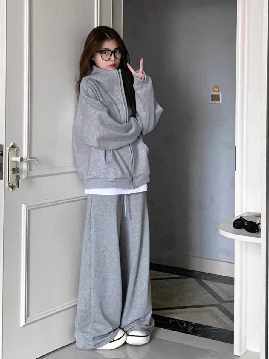 Bộ nỉ xám cổ cáo mũ trùm siêu ấm