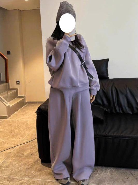 Bộ nỉ áo sweater quần form rộng nhiều màu