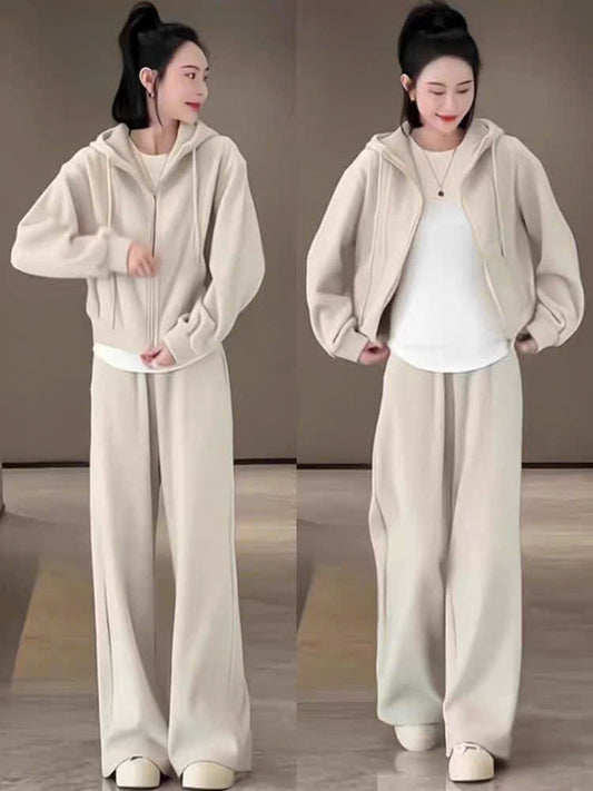 Bộ nỉ 2 dây kéo cổ đứng và quần suông