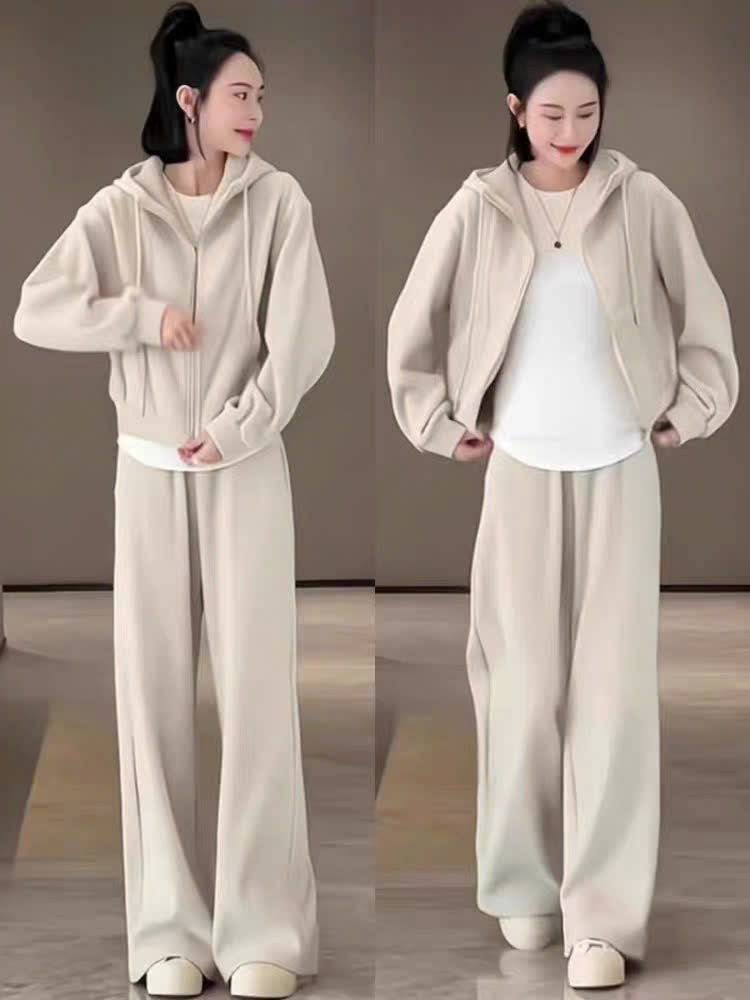 Bộ nỉ 2 dây kéo cổ đứng và quần suông