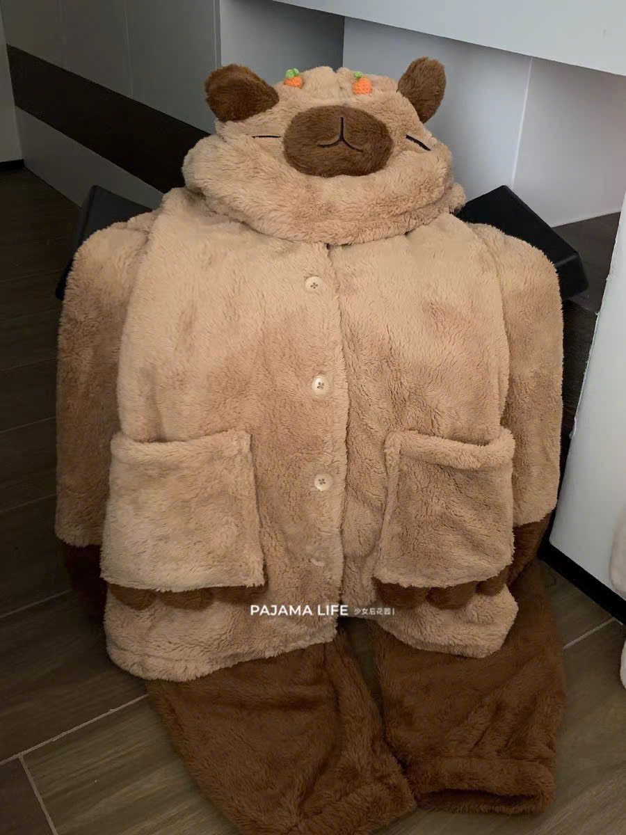 Đồ ngủ đôi Capybara lông mịn ấm áp