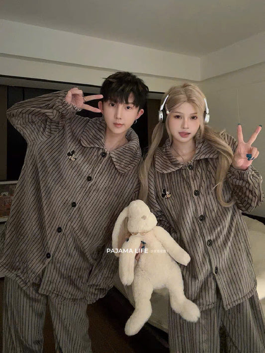 Đồ ngủ lông pijama kẻ sọc cho cặp đôi