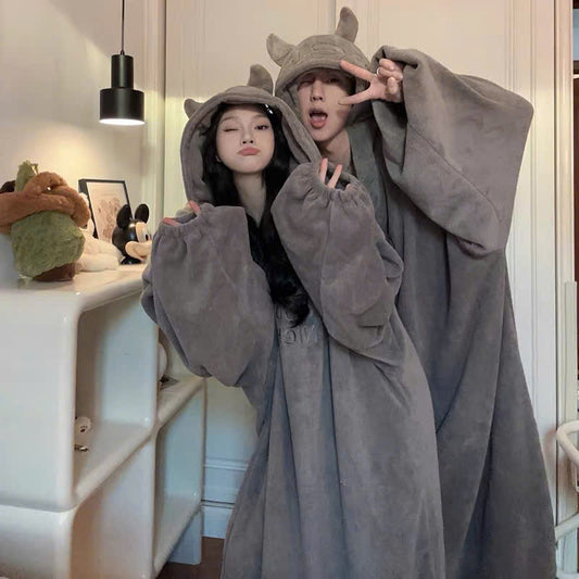 Hoodie ngủ dáng dài ác quỷ cho cặp đôi
