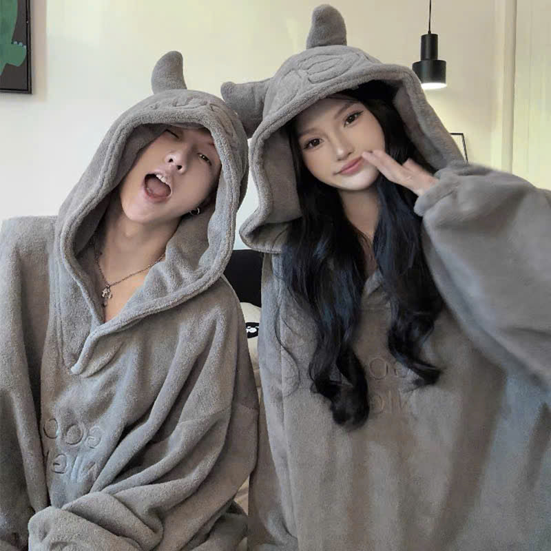 Hoodie ngủ dáng dài ác quỷ cho cặp đôi