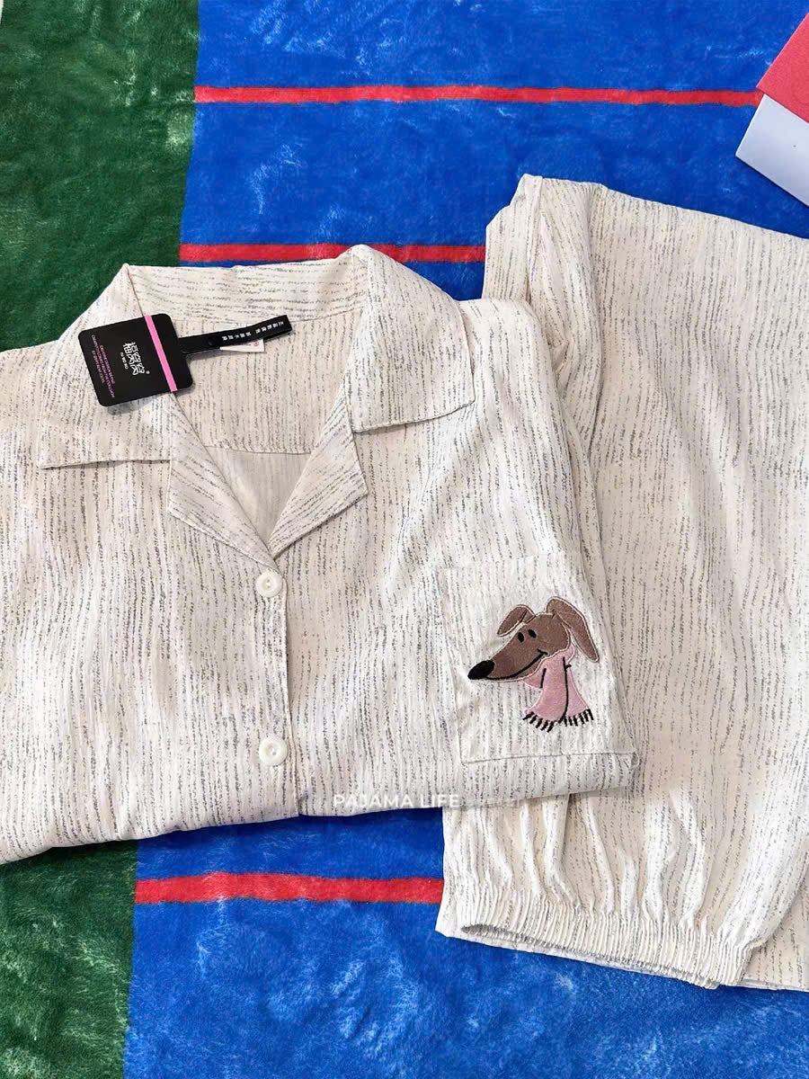 Pijama cặp đôi hình cún họa tiết sọc