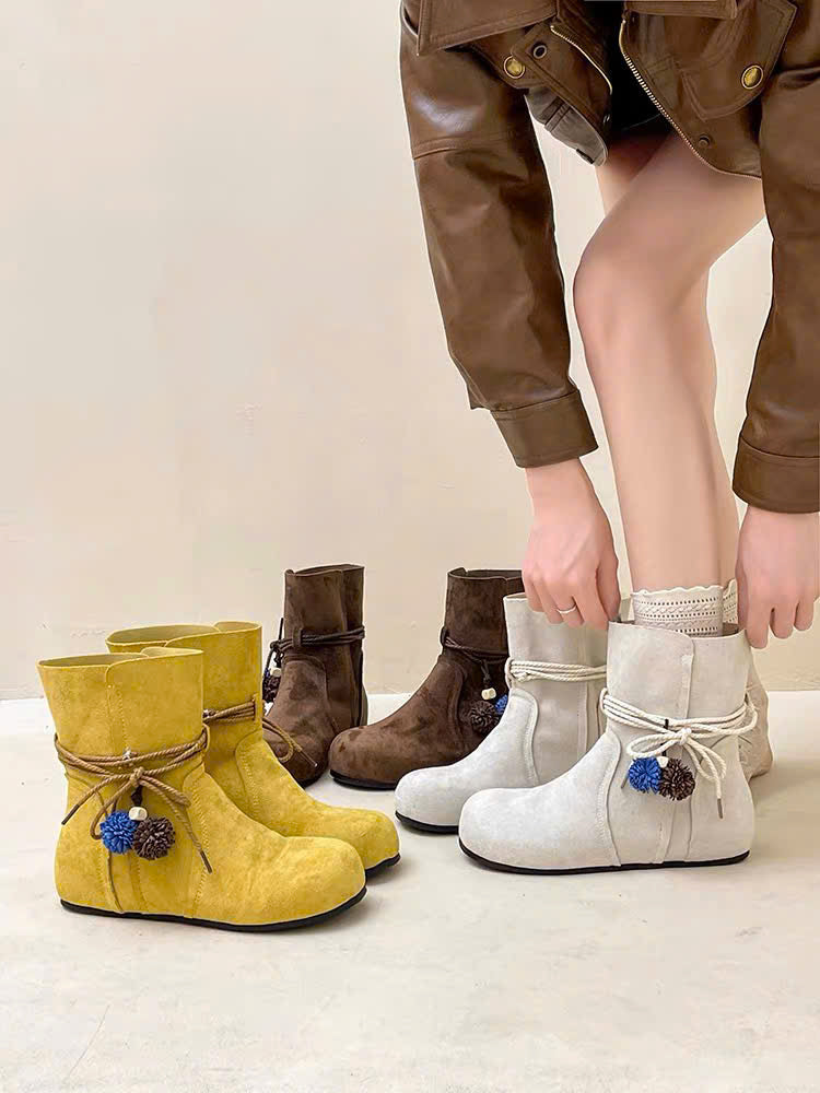 Boots da cổ thấp cột dây bombom