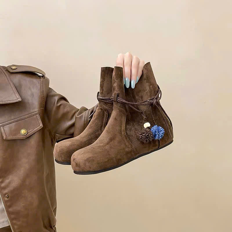 Boots da cổ thấp cột dây bombom