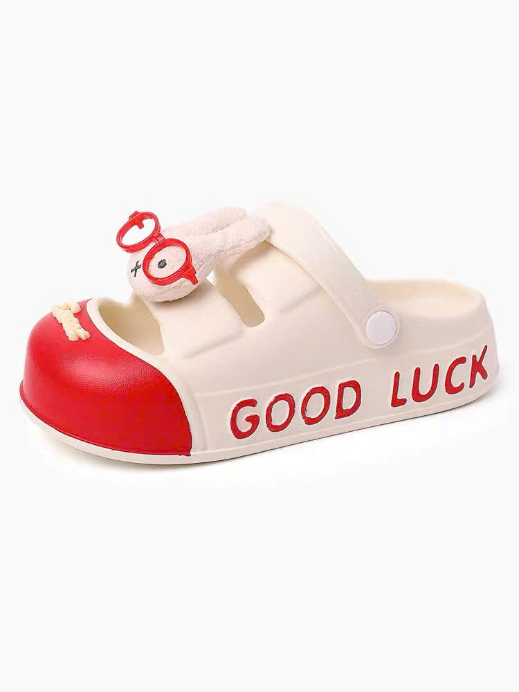 Dép crocs thỏ đeo kinh Good Luck