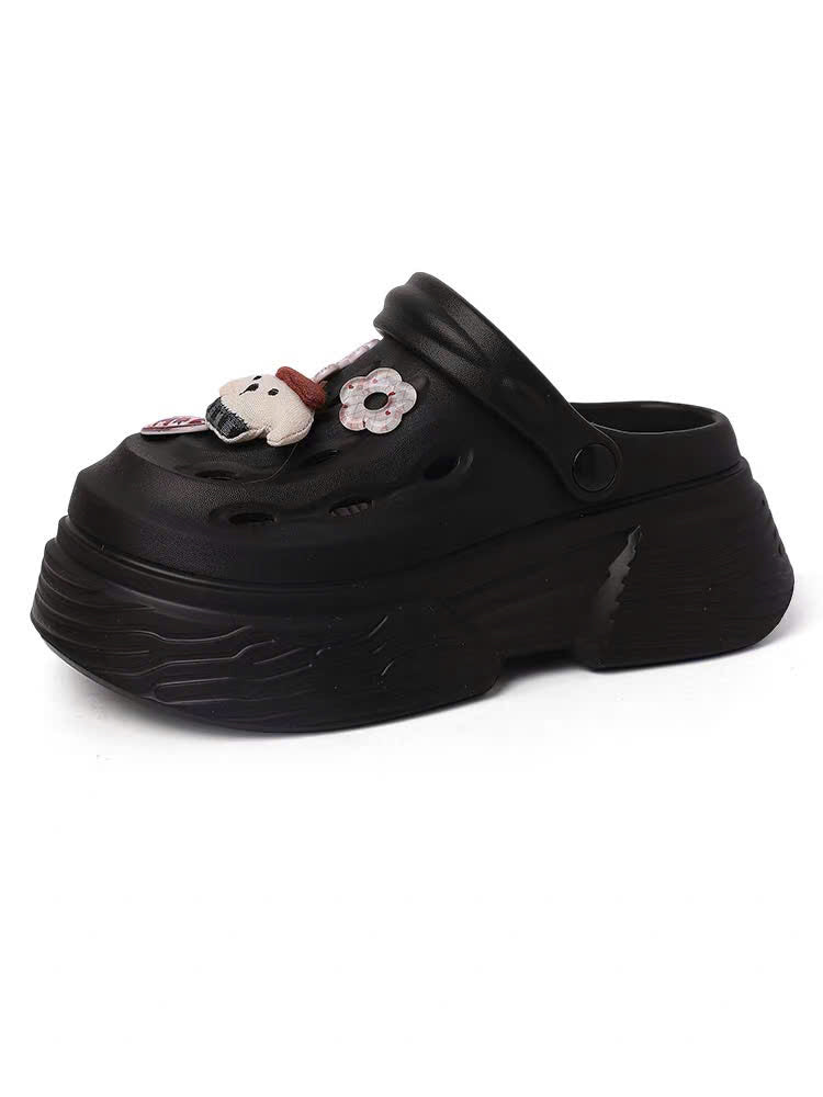 Dép crocs charm vải hoa và cún